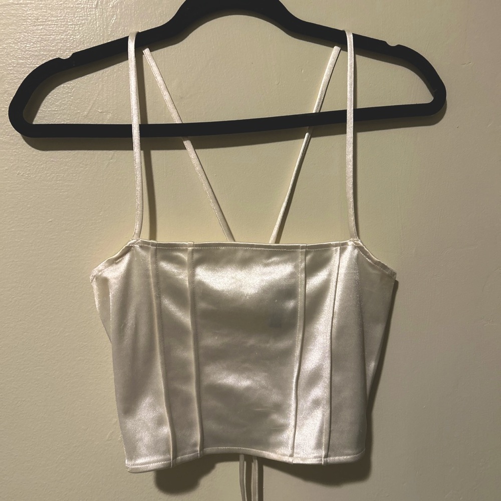 White satin lace corset top
